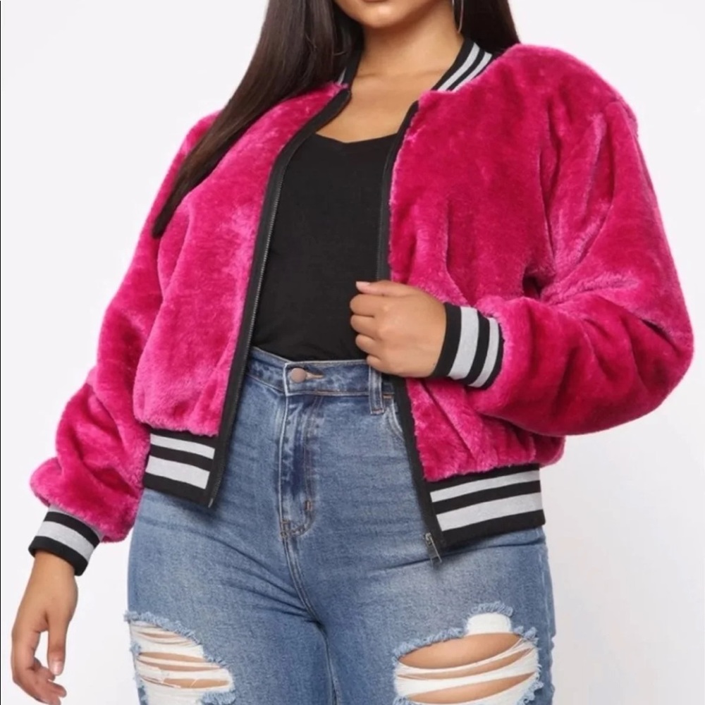 Fashion Nova Fur Bomber Jacket - Picture 5 of 7